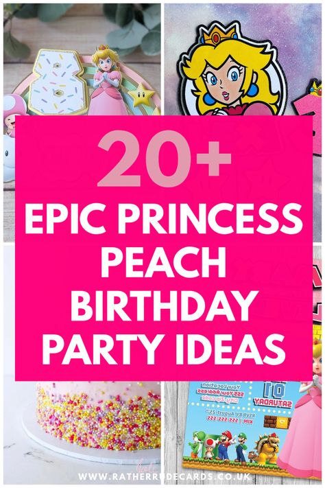 Best Princess Peach theme birthday party ideas Peach Birthday Party Ideas, Princess Peach Birthday Party Ideas, Peach Themed Birthday Party, Peach Theme Birthday, Princess Peach Game, Super Mario Birthday Party Ideas, Princess Peach Birthday Party, Mario Birthday Party Ideas, Super Mario Peach