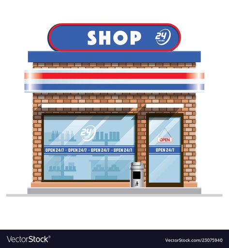 Convenience Store Branding, Convenience Store Illustration, Small Convenience Store, Ejen Zass, Interior Showroom, Paper Models House, Market Logo, House Architecture Styles, Grocery Store Design