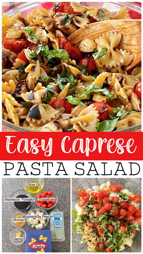 Inspired by classic caprese, this Caprese Pasta Salad merges luscious mozzarella cheese, juicy tomatoes, bowtie pasta, and aromatic basil leaves into a delightful summer salad. Its simplicity and elegance make it an irresistible Italian salad option. Caprese Bowtie Pasta Salad, Pasta Salad Caprese, Caprice Salad, Bowtie Pasta Salad, Salad With Balsamic Dressing, Caprese Pasta Salad, Best Macaroni Salad, Tomato Basil Pasta, Diy Easy Recipes