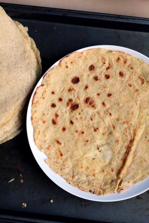 Okay, you’re right—half of pretty much all tortillas are already vegan and gluten free. But can we all agree that in the flour vs. corn debate, flour tortillas are clearly the superior taste winners? But also: those doughy and pliable rounds are all made out of refined flour and lard. Ew. Luckily, it’s now possible … Chickpea Flour Recipes, Garbanzo Bean Flour, Gluten Free Tortillas, Bean Flour, Chick Pea, Vegan Bread, Chickpea Flour, Flour Recipes, Pita Bread