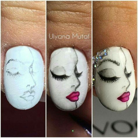 Nail Art Dessin, Face Nail Art, Nails Images, Unghie Nail Art, Nail Drawing, Nail Designs Tutorial, Latest Nail Trends, Nail Art Techniques, Nail Art Designs Videos