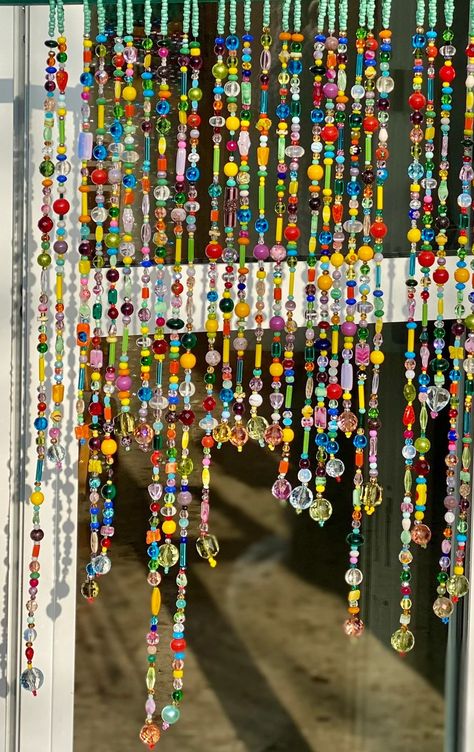 Boho Beaded Curtain Window Valance Glass Beaded Curtains Crystal Suncatcher Colorful Glass Bead Curtain Bead Curtain Stands Bohemian Decor - Etsy.de Glass Bead Curtain, Rideaux Boho, Outdoor Curtains For Patio, Bead Curtain, Beaded Curtain, College Dorm Room Decor, Curtain Window, Boho Clothes, Boho Room Decor