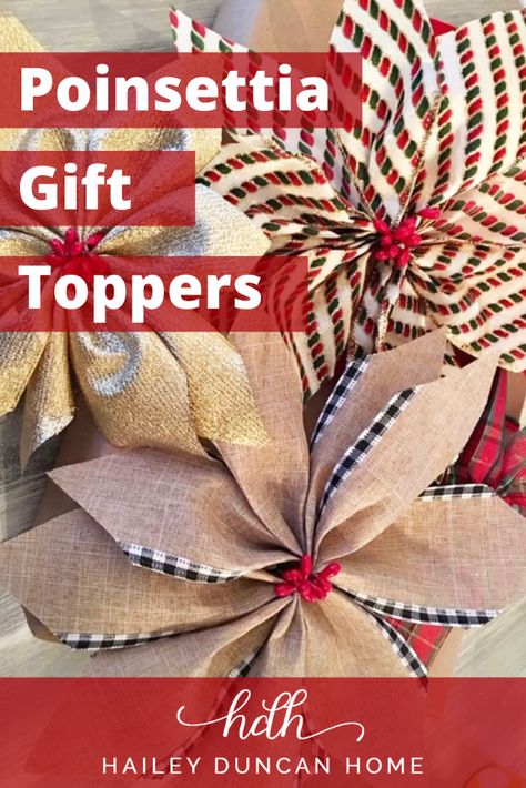 Gift Wrapping Ideas Creative, Diy Poinsettia, Small Gift Wrapping, Gifts Under The Tree, Christmas Ribbon Crafts, Diy Wreath Bow, Diy Christmas Candy, Christmas Bows Diy, Christmas Tree Bows