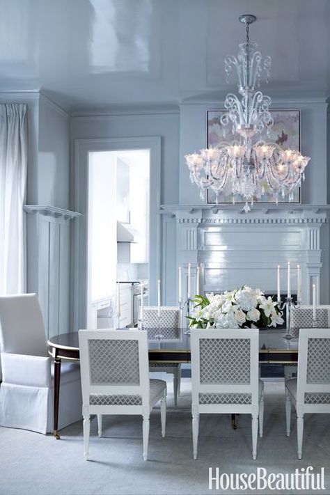 Rivers Spencer dining room Relaxing Paint Colors, Calming Paint Colors, Blue Dining Room, Glam Chandelier, Interior Design Secrets, New Orleans Homes, Traditional Dining Room, Elegant Dining Room, Decorating Small Spaces