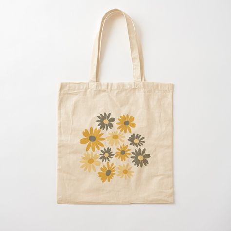 Get my art printed on awesome products. Support me at Redbubble #RBandME: https://www.redbubble.com/i/tote-bag/Yellow-Daisies-by-StudioPosies/48105053.P1QBH?asc=u Totebag Painting Ideas, Handpainted Tote Bags, Totes Ideas, Sacs Tote Bags, Canvas Bag Design, Painted Tote, Painted Bags, Yellow Daisies, Diy Tote Bag