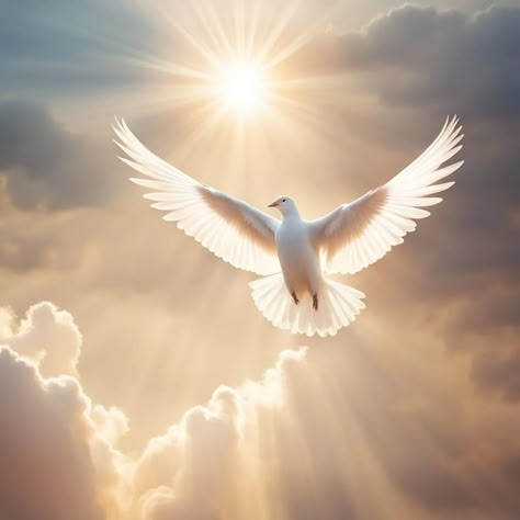 Fantasy bird 🕊️ - AI Generated Artwork - NightCafe Creator Beautiful Angel Images, Micheal Angel, Dove Picture, Dove Flying Photography, White Dove Flying To Heaven, Holy Spirit Art, White Doves Flying Peace, Dove Artwork Peace, Fantasy Bird