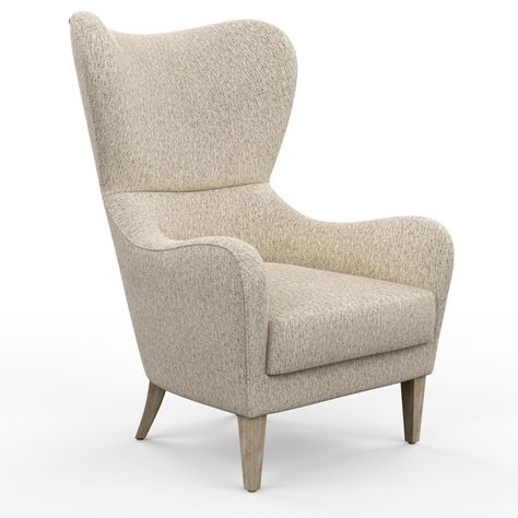 An eye catching design that will become the centerpiece of your room this chair doesn't skimp on style or comfort. Leg assembly required. | Hampton Park Arianna Swoop Wing Chair in Archer Heron | Wood | Nebraska Furniture Mart High Back Accent Chairs, Wing Back Chair, Unique Sofas, Single Sofa Chair, Front Rooms, Modern Accent Chair, Wing Chair, Bedroom Chair, Single Sofa