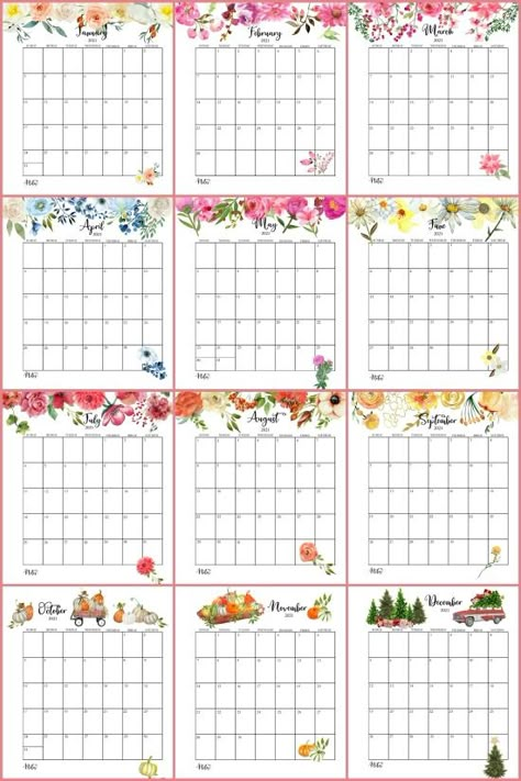 2024 Printable Calendar Free, Printable Ideas, 2024 Calendar Printable Free, Planner Calendar Printables, Imprimibles Halloween, Study Planner Printable, Floral Planner, Calendar Organization, Monthly Planner Printable