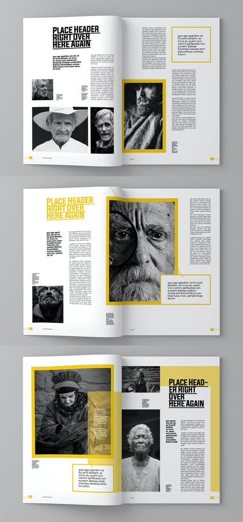 Layout Page Design, Cool Magazine Design, Newsletter Layout Ideas, Magazine Spread Design Layout, Interesting Magazine Layout, In Design Layout Inspiration, Typography Magazine Design, Modern Magazine Cover, Book Layouts Graphic Design