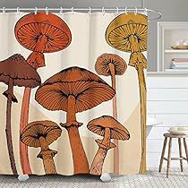 Mushroom Shower Curtain, Mid Century Shower Curtain, Mushroom Nature, Retro Mushroom, Plastic Curtains, Bathroom Shower Curtain, Life Color, Vintage Mushroom, Have A Shower