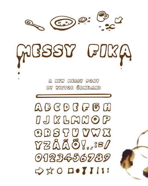 Messy Fika Font | dafont.com Messy Fonts, Kid Fonts, Handmade Font, Lucky Cat, Kids' Book, Coffee Time, Writing, Coffee