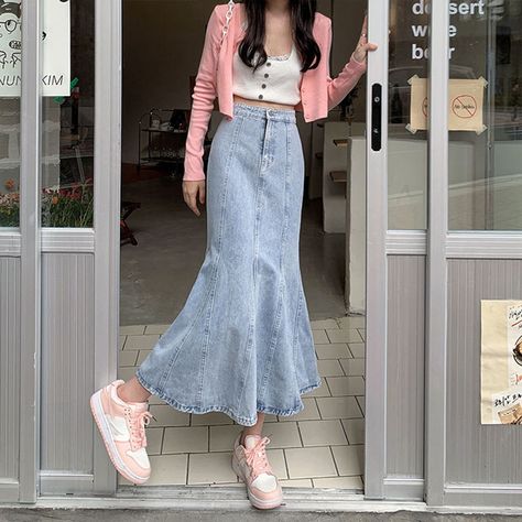 Lucyever Light Blue Denim Fishtail Skirt Women Korean High Waist Slim Fit Wrap Hip Skirts Woman Elastic Skinny Mid Length Skirts| | - AliExpress Light Blue Denim Skirt, Blue Denim Skirt, Fishtail Skirt, Mid Length Skirts, Skirt Women, Light Blue Denim, Denim Outfit, Slim Waist, Skirt Outfits