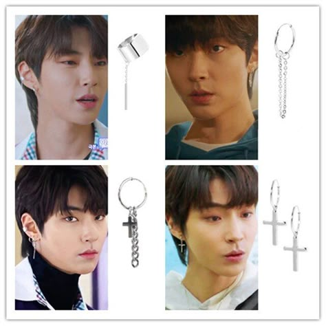 Kpop Earrings Diy, K Pop Earrings, Han Seo Jun Earrings, Han Seojun Earrings, Earrings Jungkook, Kpop Idols Earrings, Korean Earing Style, Korean Earrings Kpop, Kpop Earrings