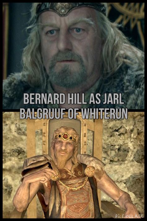 Bernard Hill as Jarl Balgruuf of Whiterun -Thorinthedwarf2 Jarl Balgruuf, Bernard Hill, Bethesda Games, Fandoms Unite, Pewdiepie, Playing Video Games, Elder Scrolls, Skyrim, The Hobbit