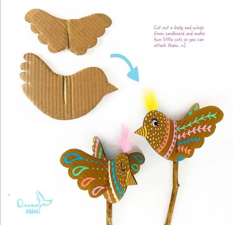 Diy – Velikonoce, January Crafts, Paper Bird, Crafts Easter, Ideas For Easter Decorations, Ideas For Easter, Bird Crafts, Cardboard Art, Crafty Kids