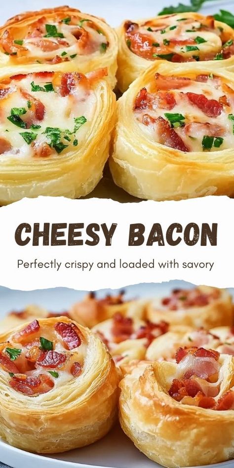 Cheesy Bacon Puff Pastry Snails Ingredients: 800g Puff Pastry 100g Tomato Sauce 200g Bacon, Diced 100g Spring Onion, Chopped 100g Parmesan Cheese, Grated 5g Salt 5g Black Pepper 5g Sweet Paprika 1 Egg, Beaten (for brushing) Butter (for greasing the baking sheet) #Bacon #PuffPastry Puff Pastry Bacon, Jam Cake Recipe, Bacon Puffs, Mushroom Sauce Recipe, Creamy Garlic Mushrooms, Cheese Alternative, Easy To Make Snacks, Sweet Paprika, Bacon Tomato