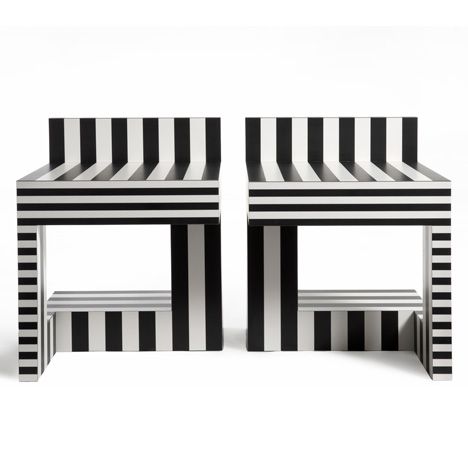 Neo Laminati stools by Kelly Behun Studio Kelly Behun, Table Stool, Modern Side Table, Take A Seat, Design Milk, Interior Design Firms, Contemporary Furniture, Furniture Accessories, Geometric Design