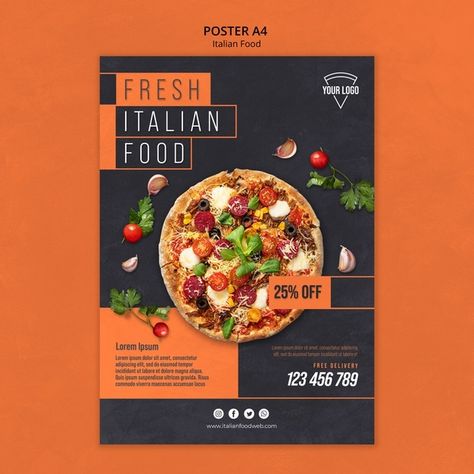 Italian Food Poster, Sunday Brunch Food, Italian Food Menu, Food Festival Poster, Concept Advertisement, Italian Food Restaurant, Bio Food, Poster Food, Restaurant Poster