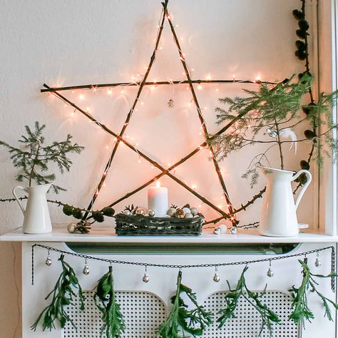 How to Make Twig Christmas Decorations Twig Christmas Decorations, Decorating With Branches, White Twig Wreath, Twig Candle Holder, Twig Stars, Christmas Tree Holder, Twig Christmas Tree, Christmas Decorations Ideas, Decorate For Christmas