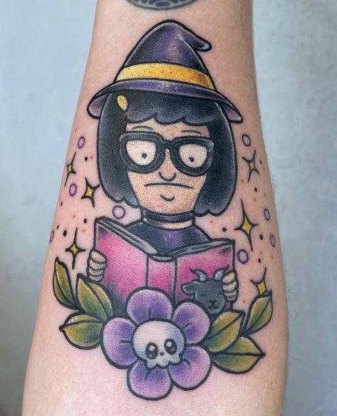 Bobs Burgers Flash Tattoo, Louise Tattoo Bobs Burgers, Bobs Burger Tattoo Ideas, Tina Belcher Tattoo, Bobs Burgers Tattoo, Tattoo Animation, Tattoo Vision Board, Bob Belcher, Tattoo Party