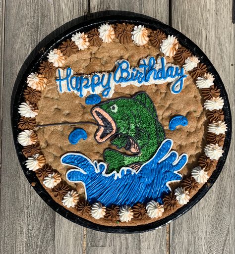 Fishing Theme Birthday, Cookie Cake Designs, Fish Cookies, Birthday Cookie, Cookie Cake Birthday, Dad's Birthday, 23rd Birthday, 14th Birthday, Fishing Theme