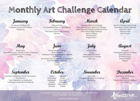 Printable Monthly Art Challenge Calendar Monthly Art Challenge, Challenge Calendar, January Art, Art Journal Challenge, December Challenge, Sketchbook Challenge, April Art, Instagram Username Ideas, Art Challenges