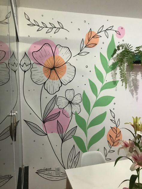 Parede sala lettering folhas e flores, tons rosa, verde e laranja. #lettering #parede Diy Drawing, Wall Design, Printed Shower Curtain, Shower Curtain, Art Painting, Doodles, Mural, Curtains, Drawings