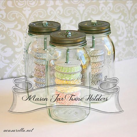 DIY Craft Room Ideas and Craft Room Organization Projects -  Mason Jar Twine Holders  - Cool Ideas for Do It Yourself Craft Storage - fabric, paper, pens, creative tools, crafts supplies and sewing notions |   http://diyjoy.com/craft-room-organization Mason Jar Twine, Leather Mason Jar, Twine Holder, Diy Jars, Decor Upcycle, 4th Decorations, Mason Jar Terrarium, Jars Decor, Mason Jar Holder