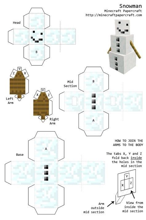 Minecraft 3d Papercraft, Minecraft Snowman, Minecraft Paper Craft, Minecraft Schematics, Snow Golem, Minecraft Paper, Papercraft Minecraft Skin, Minecraft Iron, Minecraft Papercraft