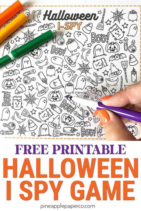 Keep kids entertained this Halloween with our free printable I Spy Game. Enhance counting and observation skills in a spooky-themed adventure. #HalloweenCrafts #KidsGames #HalloweenPrintables Halloween Ispy Printable Free, Printable Halloween Games, I Spy Printable, Halloween Bucket List, Free Halloween Coloring Pages, Free Printable Halloween, I Spy Games, English Activities For Kids, Spy Games