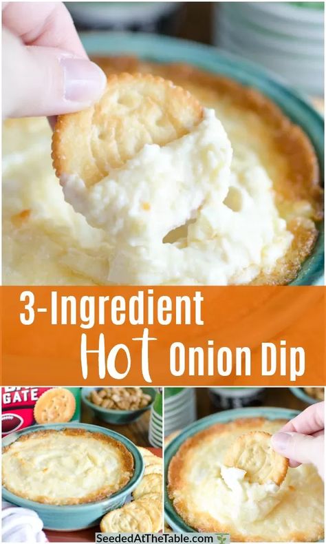 Hot Onion Dip, Appetizer Recipes Easy, Last Minute Appetizer, Onion Dip Recipe, Baked Onions, Appetizers Easy Finger Food, Dip Recipes Easy, Onion Dip, Quick Appetizers