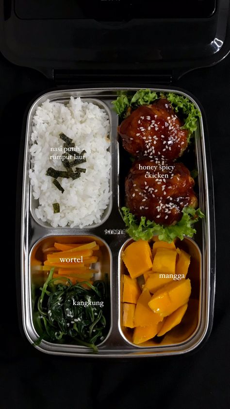 Lunch For My Husband, Healthy Food Packaging, Bento Box Recipes, School Lunch Recipes, Easy To Cook Meals, Healthy Food Menu, Healthy Lunch Meal Prep, Resep Diet, Bento Recipes