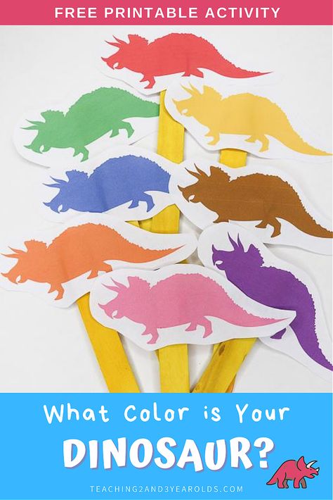 This dinosaur color matching printable is a fun way to engage toddlers and preschoolers during circle time. Make your own dinosaur stick puppets with popsicle sticks! #printable #dinosaur #colors #matching #circletime #teachers #earlychildhood #education #toddlers #preschool #2yearolds #3yearolds #teaching2and3yearolds Preschool Dinosaur Circle Time, Pterodactyl Activity Preschool, Dinosaur Activities For Two Year Olds, Dinosaur Theme Activities For Toddlers, Dinosaur Math Activities For Toddlers, Dinosaur Lesson Plans For Toddlers, Circle Time Props, Dinosaur Crafts For Toddlers, Dinosaur Activities For Toddlers