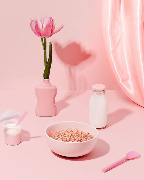 Pink Product Photography, Pink Breakfast, Sweet Props, Affordable Aesthetic, Food Drink Photography, Photographer Advertising, Production Studio, Product Photographer, Still Life Photographers