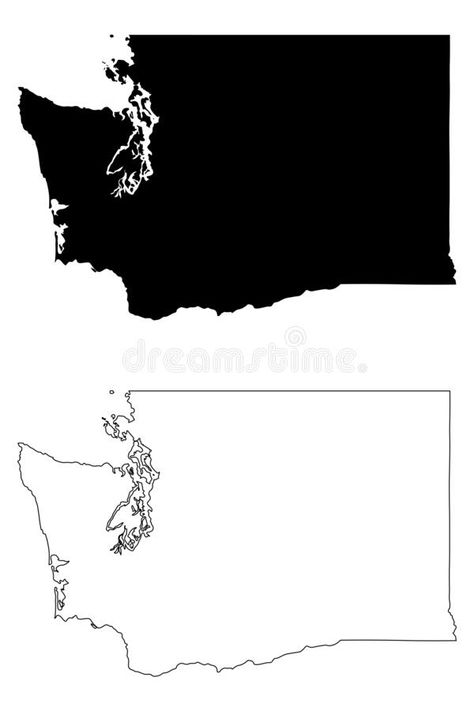 Washington State Outline, Olympia Washington, Washington Map, Wa State, Printable Maps, Black Silhouette, State Map, Eps Vector, Washington State