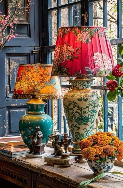 Curtains Velvet, Chinoiserie Lamp, Eclectic Home, Dream House Decor, Eclectic Decor, Lamp Shades, Lampshades, Home Decor Inspiration, Cozy House