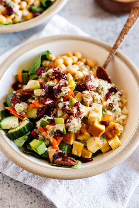 Goddess Bowl, Healthy Food Recipes Easy, Easy Healthy Food, Food Recipes Easy, Vegan Bowls, Tahini Dressing, Vegan Salad, Avocado Recipes, Food Healthy