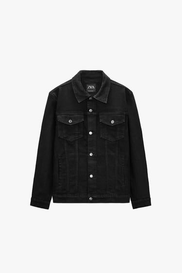 Zara Button-up Denim Jacket, Luxury Washed Black Denim Jacket For Men, Zara Double-breasted Lapel Collar Outerwear, Long-sleeve Washed Black Denim Outerwear, Black Single-breasted Cotton Denim Jacket, Black Denim Jacket, Zara United States, Latest Outfits, Mens Sweatshirts