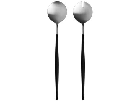 Cutipol Goa Salad Servers | est living Product Library Mim Design, Est Living, Material Palette, Countryside House, Outdoor Entertaining Area, Salad Servers, Brushed Steel, Black Handle, Modern Technology