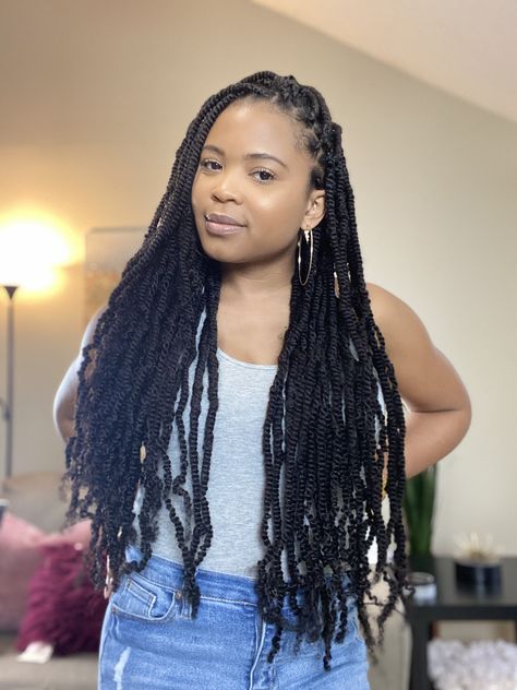 #howto #diyhairstyles #springtwists #bombtwists #longhairstyles #twist Long Spring Twists, Long Twist Braids, Twists Braids, Twists Hairstyles, Twist Box Braids, Andre 3000, Passion Twists, Beautiful Black Hair, Spring Twists