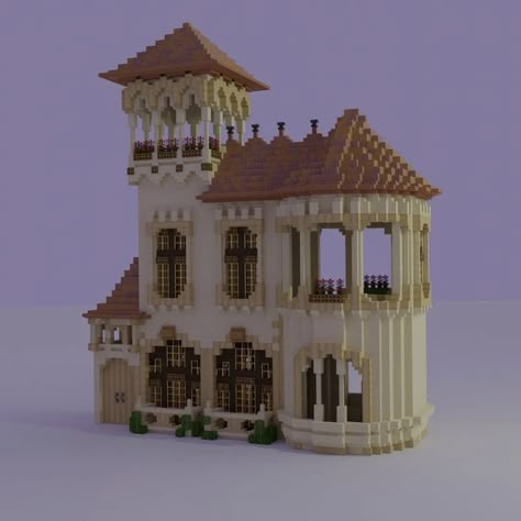 Minecraft Simple Building Inspiration Minecraft, Royal Minecraft House, Minecraft House Unique, Minecraft Dessert House Ideas, Minecraft Chapel Ideas, Minecraft Cute Castle, Minecraft Houses Castle, Minecraft Castle Roof, Minecraft Blimp