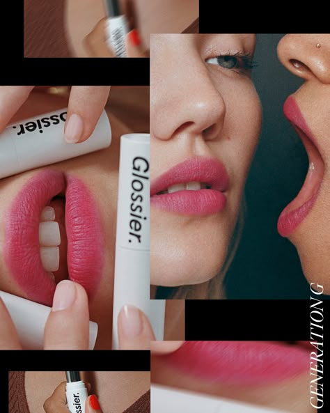 Glossier Campaign, Glossier Ad, Natural Lip Shades, Glossier Generation G, Lipstick Application, Generation G, Sale Campaign, Makeup Ads, Beauty Marketing