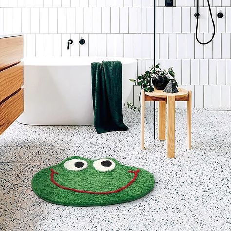 It’s Wednesday my dudes Frog Bath Mat, Fluffy Bathroom Rugs, Frog Bathroom, Cute Green Frog, Rugs Washable, Frosted Window Film, Fluffy Bedding, Toilet Door, Animal Rug