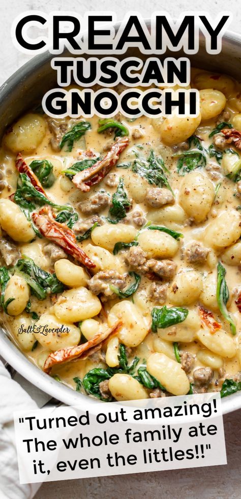 Tuscan Sausage Gnocchi, Easy Gnocchi, Tuscan Sausage, Sausage Gnocchi, Gnocchi Dishes, Pasta Penne, Gnocchi Recipe, Italian Sausage Recipes, Italian Dinner Recipes