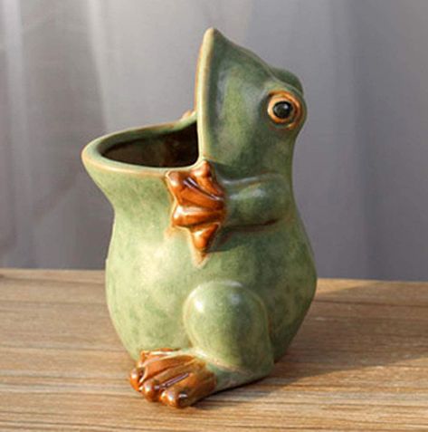 Frogs Cute, Planters Ceramic, Ceramic Succulent Pots, Decoration Plants, Large Floor Vase, Garden Frogs, Ceramic Succulent Planter, Ceramic Frogs, Bonsai Flower