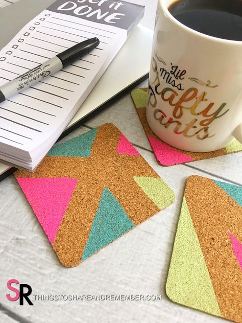 DIY Painted Cork Coasters  #diy #diycraft #coaster Painted Cork Coasters, Cork Coasters Diy, Paint Cork, Coasters Diy, Posca Pens, Expressive Art, Cork Coasters, Diy Fabric, Fabric Covered