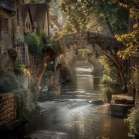 Stone Bridge, Contest Winner, Fantasy Places, Medieval Town, Victorian Era, Small Towns, Beautiful World, Digital Artist, Digital Art