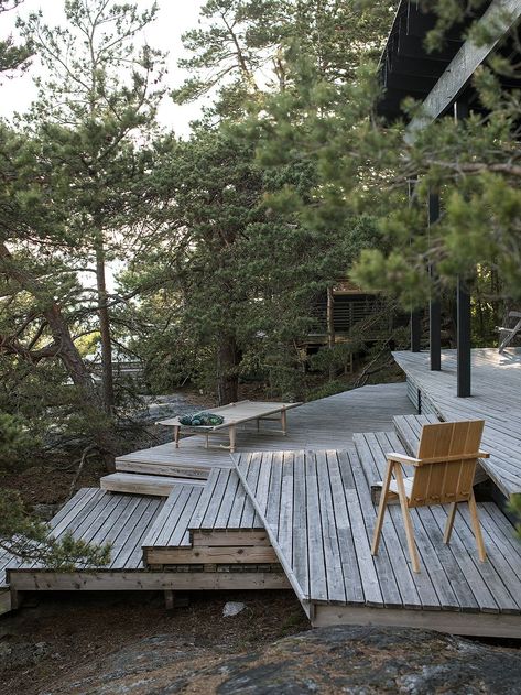 Wooden Deck, Camper Life, Forest House, Outdoor Deck, Deck Design, House In The Woods, In The Woods, Summer House, Garden Inspiration