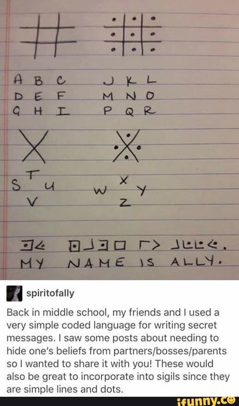 Found on iFunny Thieves Cant, Ciphers And Codes, Teaching Hacks, Simple Code, Lines And Dots, Teen Programs, Alphabet Code, Writing Code, Bored Board