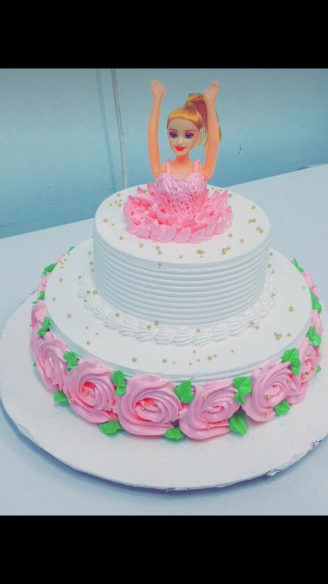 2kg Cake Design For Birthday, 2kg Cake Design, Doll Cake Design Simple, Doll Cake Design, Doll Cake Designs, Barbie Doll Birthday Cake, Cake Designs For Girl, Cake Designs For Kids, Doll Birthday Cake